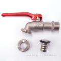 Brass faucet with red handle